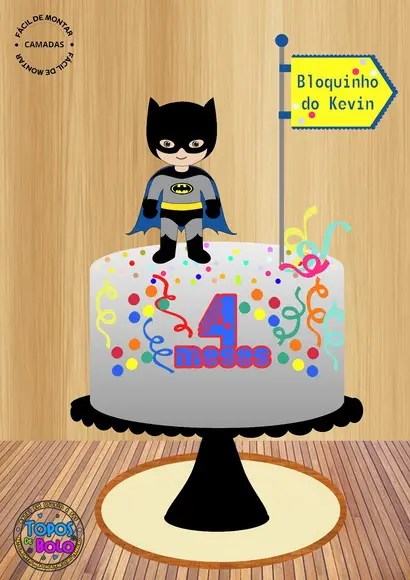 Arquivo de Corte Topo de Bolo Carnaval Batman Cute