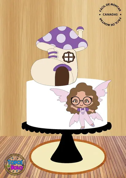 Arquivo de Corte Topo de Bolo Menina Fadinha