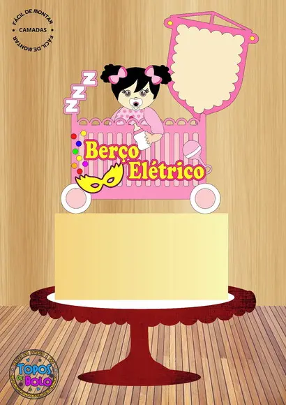 Arquivo de Corte Topo de Bolo Berço Elétrico Menina