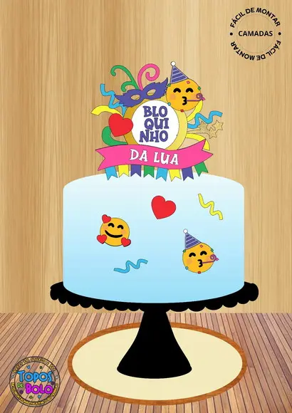 Arquivo de Corte Topo de Bolo Bloquinho de Emoji