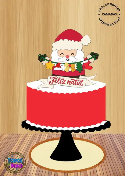 Arquivo de Corte Topo de Bolo Papai Noel com Varal