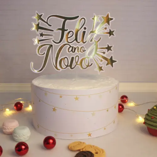 Arquivo de Corte Topo de Bolo Feliz Ano Novo - 04
