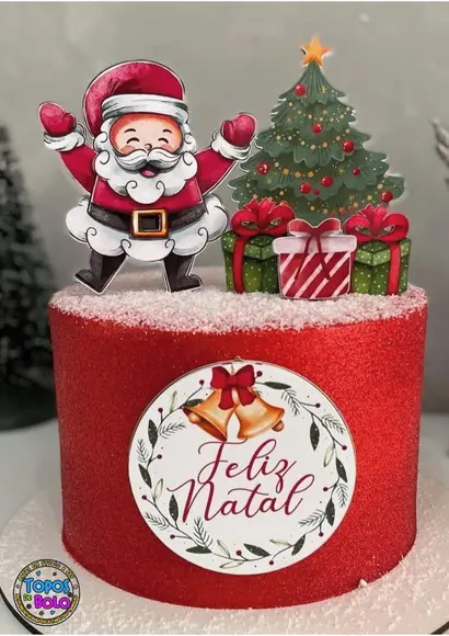 Arquivo de Corte Topo de Bolo Papai Noel Aquarelado