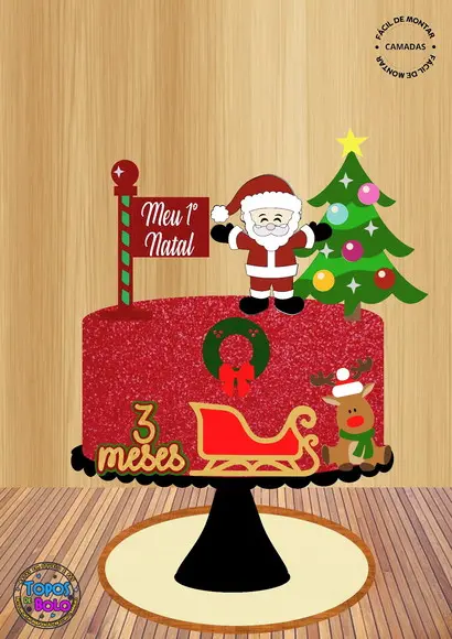 Arquivo de Corte Topo de Bolo Natal Noel Rena e Treno