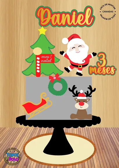 Arquivo de Corte Topo de Bolo Natal em Camadas