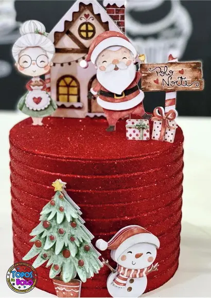 Arquivo de Corte Topo de Bolo Natal Aquarelado