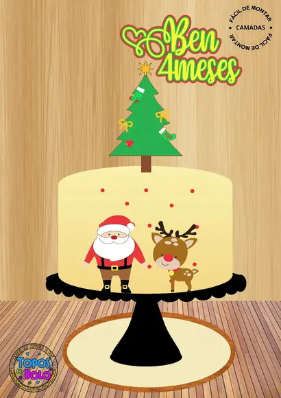 Arquivo de Corte Topo de Bolo Papai Noel e a Rena