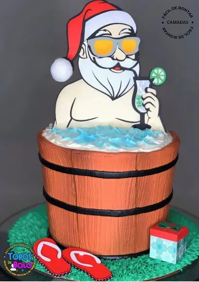 Arquivo de Corte Topo de Bolo Noel na Banheira Oculos