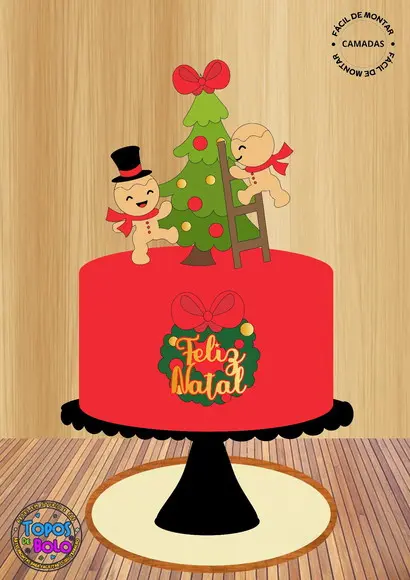Arquivo de Corte Topo de Bolo Natal Biscoitos