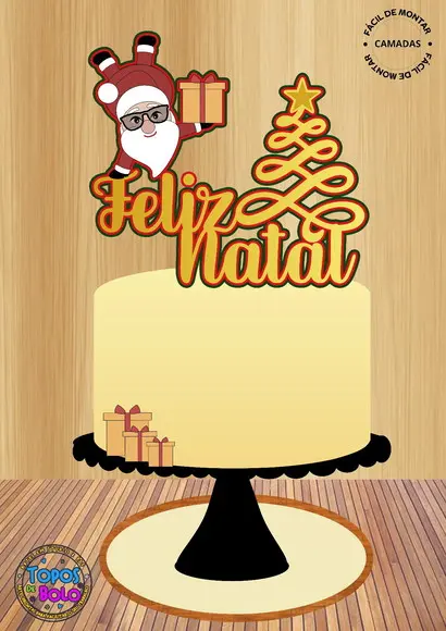 Arquivo de Corte Topo de Bolo Feliz Natal e Papai Noel