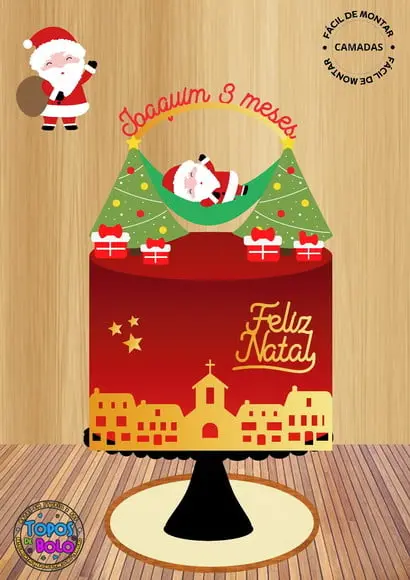 Arquivo de Corte Topo de Bolo Papai Noel na Rede