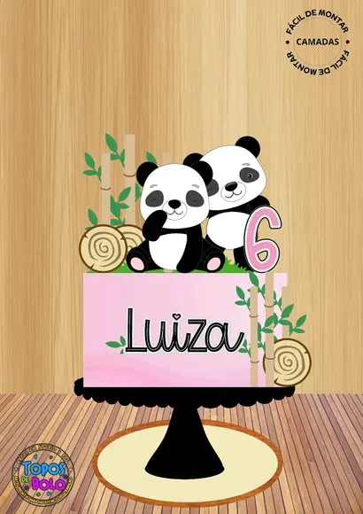 Arquivo de Corte Topo de Bolo Pandinhas Cute