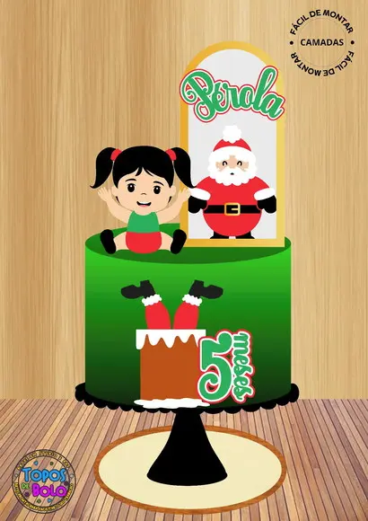 Arquivo de Corte Topo de Bolo Bebê e Papai Noel Cute