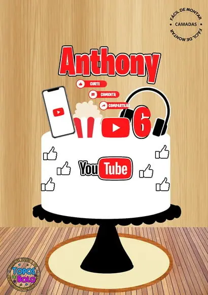 Arquivo de Corte Topo de Bolo Youtube Camadas