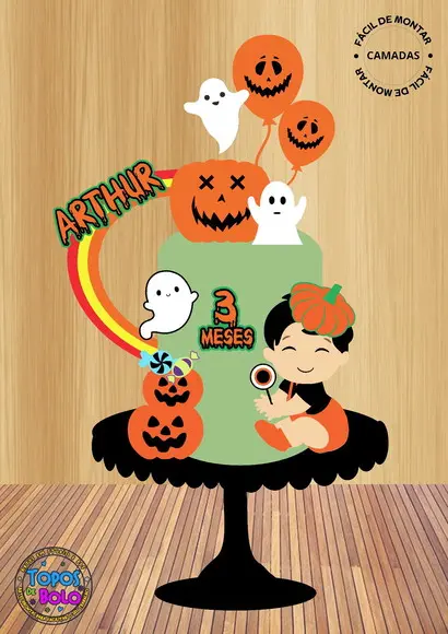 Arquivo de Corte Topo de Bolo Bebe Halloween 01
