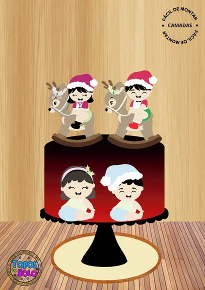Arquivo de Corte Topo de Bolo Crianças Natal