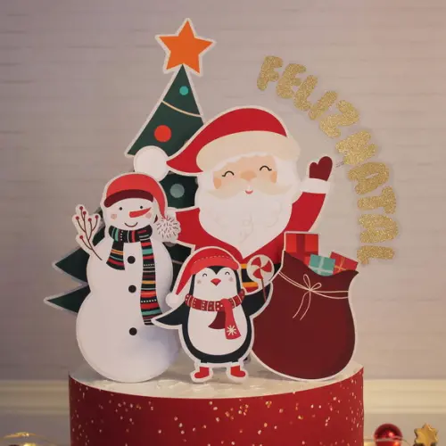 Arquivo de Corte Topo de Bolo Papai Noel e Pinguim