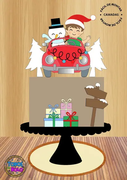 Arquivo de Corte Topo de Bolo Carrinho do Noel Baby