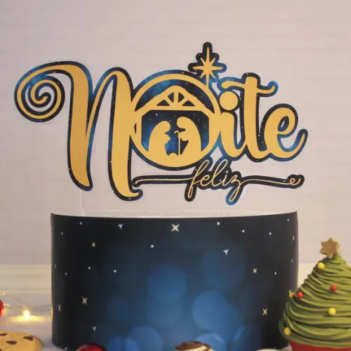 Arquivo de Corte Topo de Bolo Natal Religioso Noite Feliz