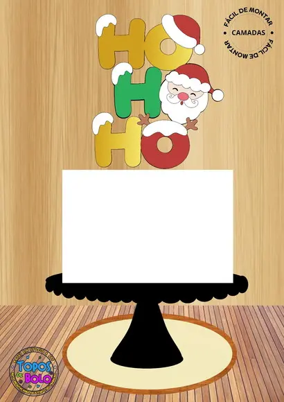 Arquivo de Corte Topo de Bolo Hohoho e Rosto Noel