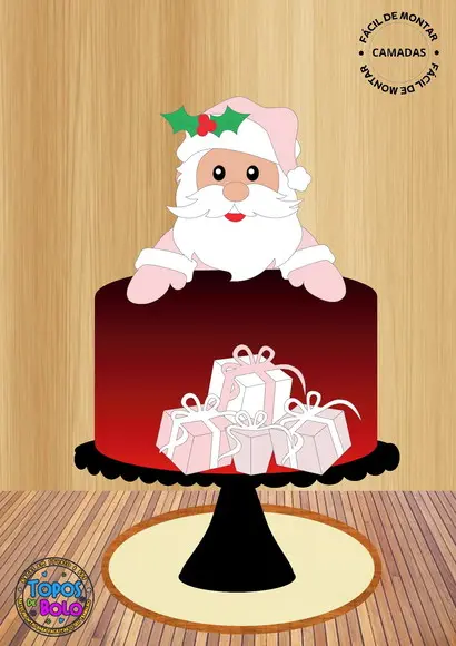 Arquivo de Corte Topo de Bolo Papai Noel Rosa
