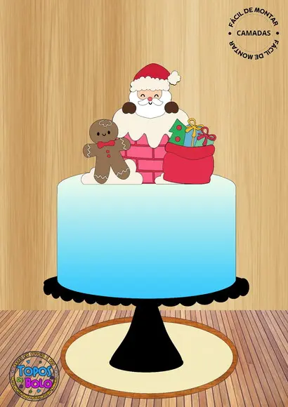 Arquivo de Corte Topo de Bolo Papai Noel na Chamine