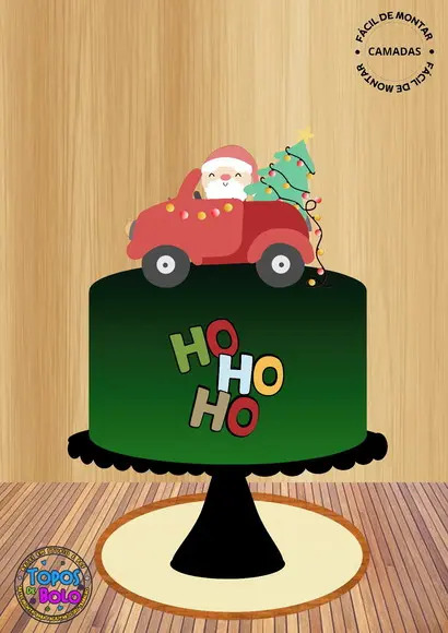 Arquivo de Corte Topo de Bolo Noel de Carro
