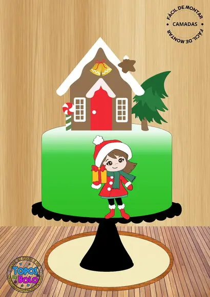 Arquivo de Corte Topo de Bolo Garotinha no Natal