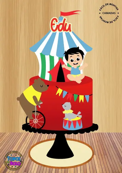 Arquivo de Corte Topo de Bolo Circo Boho