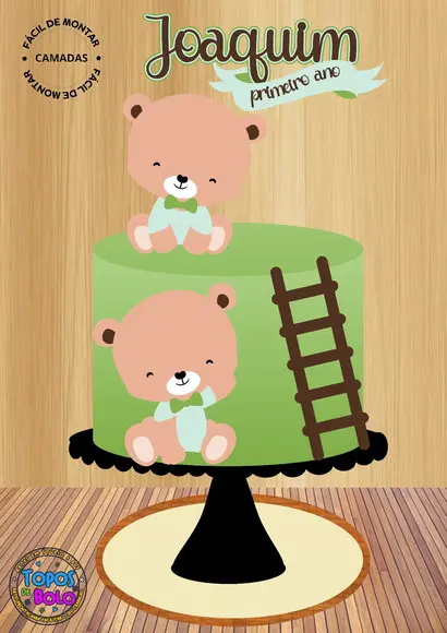 Arquivo de Corte Topo de Bolo Ursinhos Cute