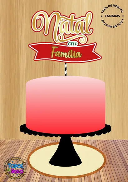 Arquivo de Corte Topo de Bolo Natal em Familia 01