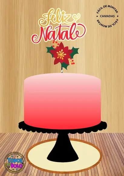 Arquivo de Corte Topo de Bolo Feliz Natal Flor
