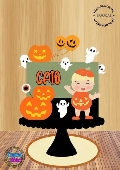 Arquivo de Corte Topo de Bolo Menino Abobora Cute