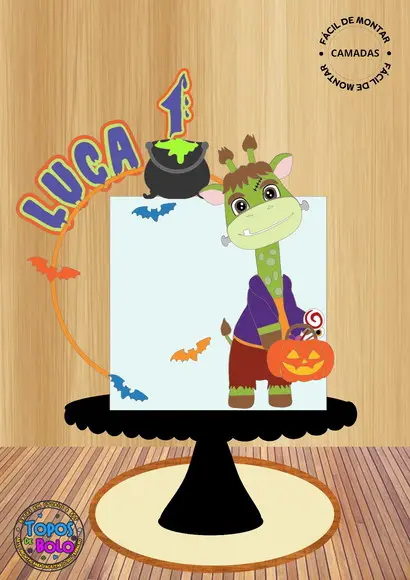 Arquivo de Corte Topo de Bolo Halloween Girafa