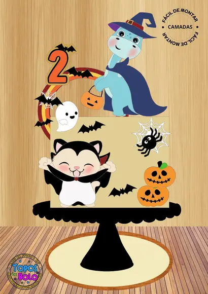 Arquivo de Corte Topo de Bolo Dino Halloween