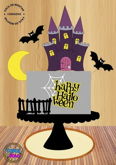 Arquivo de Corte Topo de Bolo Happy Halloween 03
