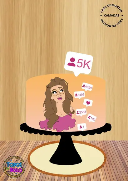 Arquivo de Corte Topo de Bolo Mulher Influencer