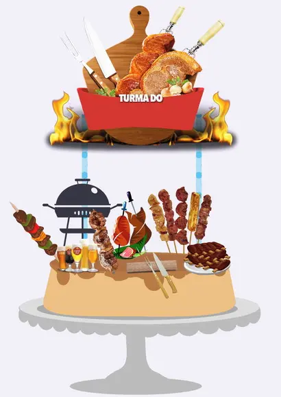 Arquivo de Corte Topo de Bolo Churrasco Impresso