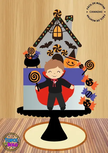 Arquivo de Corte Topo de Bolo Casa de Doces Halloween