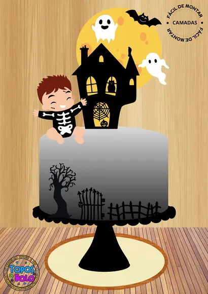 Arquivo de Corte Topo de Bolo Halloween Bebê