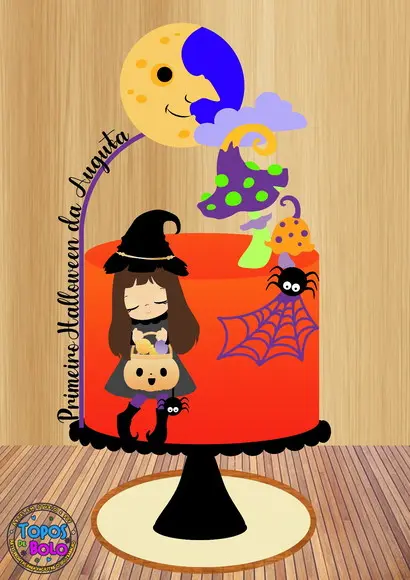 Arquivo de Corte Topo de Bolo Primeiro Halloween Menina