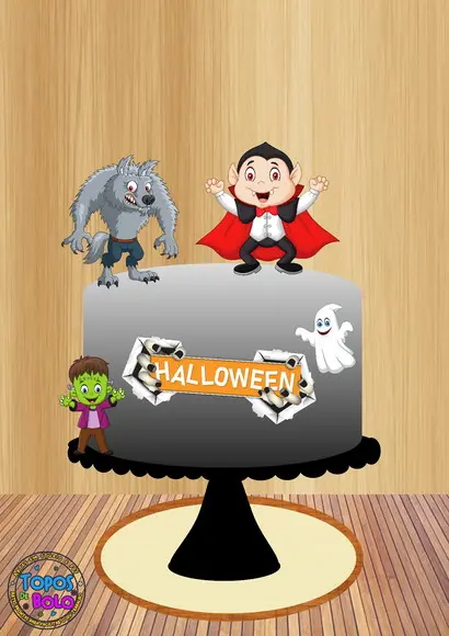 Arquivo de Corte Topo de Bolo Halloween Personagens 2