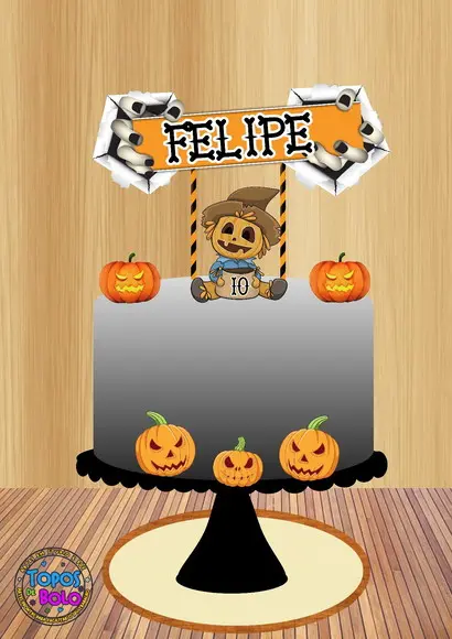 Arquivo de Corte Topo de Bolo Halloween Espantalho