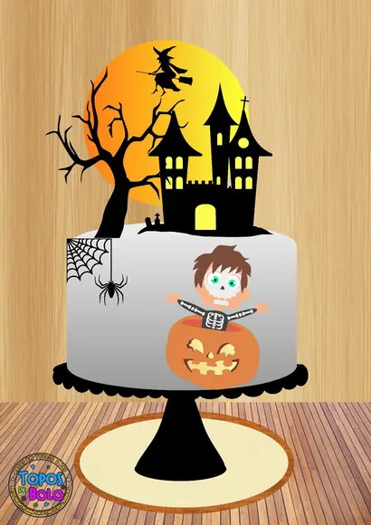 Arquivo de Corte Topo de Bolo Halloween Menino Abóbora