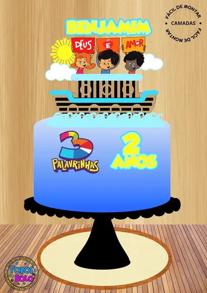 Arquivo de Corte Topo de Bolo 3 Palavrinhas 02