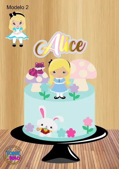 Arquivo de Corte Topo de Bolo Alice no Pais das Maravilha 01