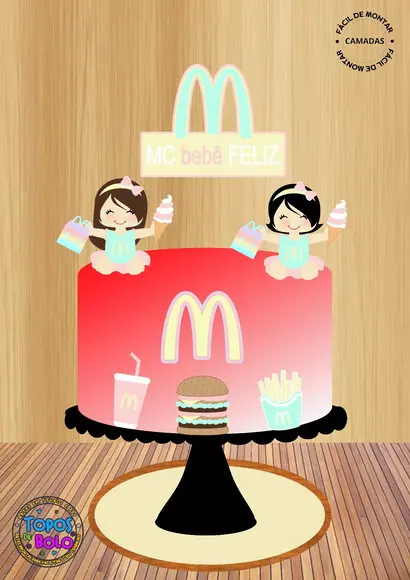 Arquivo de Corte Topo de Bolo Mc Donalds Meninas