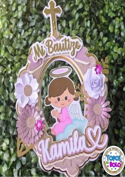 Arquivo de Corte Topo de Bolo Bautizo Niña