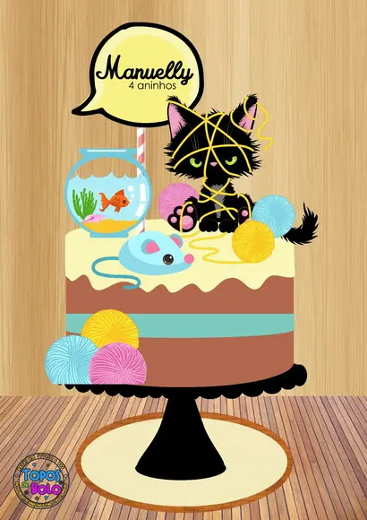Arquivo de Corte Topo de Bolo Gatinho