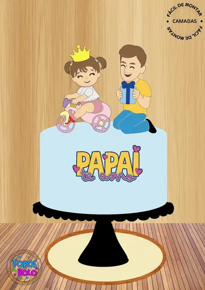 Arquivo de Corte Topo de Bolo Pai e Bebê Te Amo